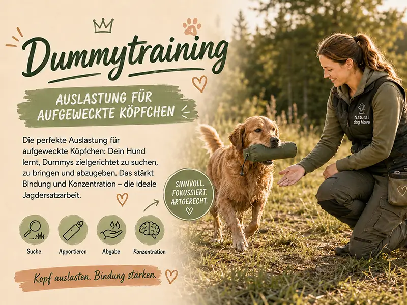 Hund apportiert ein Dummy