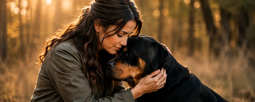 Stille Verbindung: Olivia Garz und ein Hund im Blickkontakt